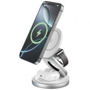 Chargeur sans fil Vention FGEI0 MagSafe 15 W 3-en-1 Zinc Argent USB-C