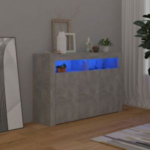 VidaXL Buffet avec lumières LED Gris béton 115,5x30x75 cm