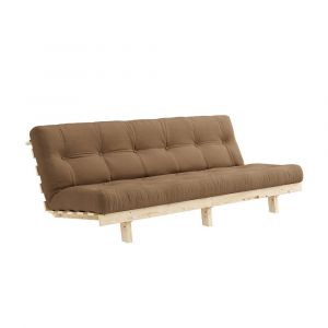 Inside75 Banquette convertible futon LEAN pin coloris mocca couchage 130*190 cm. marron Coton