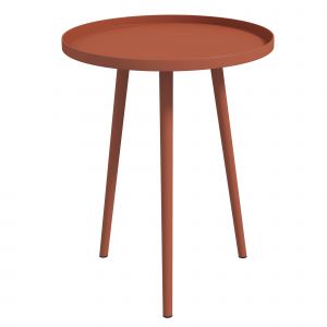 Outsunny Table basse de jardin d'appoint design scandinave acier époxy rouge