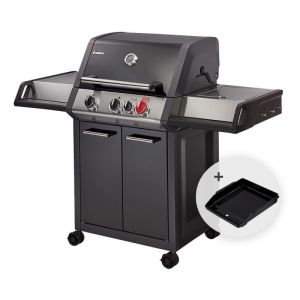 Enders Barbecue Monroe Black Pro 3 k Turbo - 3 brûleurs dont 1 Turbo Zone - 1 brûleur latéral - Simple Clean, Switch Grid + Plaque plancha offerte