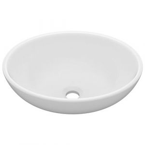 VidaXL Lavabo ovale de luxe Blanc mat 40x33 cm Céramique