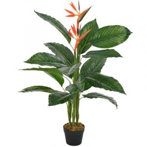 Décoshop26 Plante fleur artificielle strelitzia avec pot rouge 100 cm décoration intérieur - or