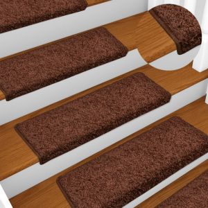 Image de VidaXL Tapis d'escalier 10 pcs 65x25 cm Marron - Brun