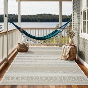 The carpet Calgary - Tapis d'ext&eacute;rieur Robuste, r&eacute;sistant aux intemp&eacute;ries & aux UV, pour Balcon, terrasse, Jardin d'hiver, Cuisine ou Salle &agrave; Manger, particuli&egrave;rement Plat - Beige - 140 x 200 cm