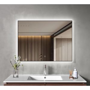 LOMAZOO Miroir salle de bain Lyon avec LED 80 x 60 cm rectangle Noir