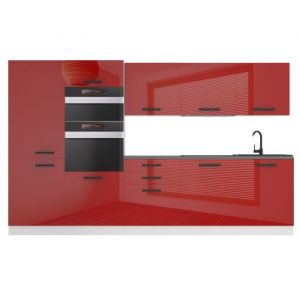 Cuisine Equipee Complete Grace Muebles de Cuisine Complets - 300 cm. Cuisine Complete avec Plan de Travail, Rouge très Brillant - Belini