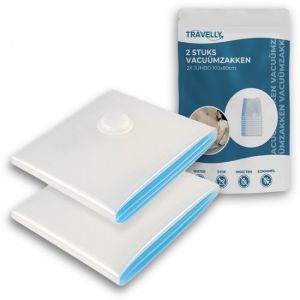 Travelly Vacuum Bags & Travel Bags Set - Clothing Storage & Travel - Airtight - Reusable - Space-saving - Set of 2 - Transparent