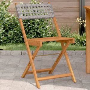 VidaXL Chaises de bistrot lot de 2 gris bois massif d acacia et rotin