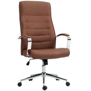 Homcom Chaise ergonomique dossier haut tissu marron foncé