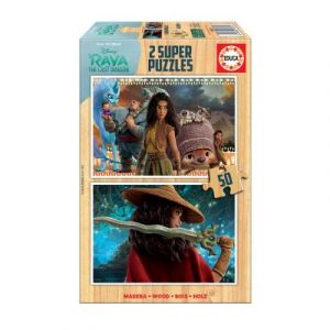 Image de Educa PUZZLE 2x50 PIECES EN BOIS : RAYA ET LE DERNIER DRAGON