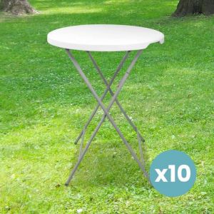 SkyLantern Lot de 10 Tables Hautes Pliantes Blanches