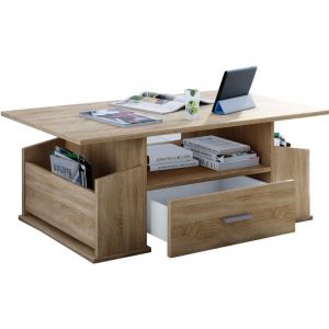 Ebuy24 - Junata Table basse à 1 tiroir, 2 compartiments, 1 étagère, imitation chêne Sonoma. - Naturelle