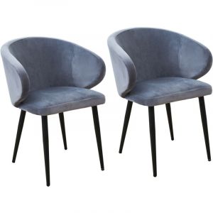 SVITA AUDREY chaises de salle &agrave; manger lot de 2 accoudoirs gris fonc&eacute;