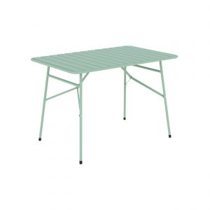 Table de jardin pliante en m&eacute;tal vert clair 4 personnes - yumi