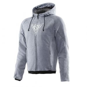 Image de Dainese Bovisa Safety Hoodie Full Zip, Sweatshirt avec Fermeture &eacute;clair et Capuche, Doublure int&eacute;rieure en Polaire, Homme, Gris-Melange/Noir, 48