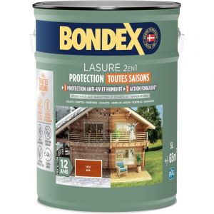 Bondex Lasure 2en1 Protection Toutes Saisons 12 ans - 5L - Teck