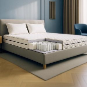 The White Stone Matelas 160 x 200 cm Ressorts Ensach&eacute;s et Mousse Hypoallerg&eacute;nique Hauteur 24 cm Orthop&eacute;dique et Hypoallerg&eacute;nique Housse Anti-acariens