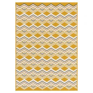 Décoweb Tapis d’extérieur ou de salon - Motifs graphiques - Jaune safran - 160 x 230 cm