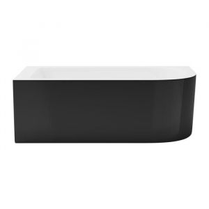 Baignoire d'angle - 201L - 150 x 75 x 58 cm - Noir brillant - Angle gauche - ANIKA