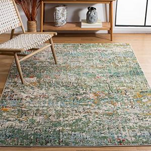 Safavieh Tapis Contemporain pour Salon, Salle à Manger, Chambre à Coucher - Madison Collection, Tapis à Poil Court, Vert et Turquoise, 152 x 152 cm