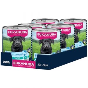 Eukanuba Life Care Aliment Humide Chien Adulte 1 &agrave; 7 Ans Toutes Races, P&acirc;t&eacute;e Riche en Truite & Patates Douces, Om&eacute;ga-3, Calcium, Pr&eacute;biotiques MOS, sans OGM Colorants Conservateurs, 6 bo&icirc;tes de 400g