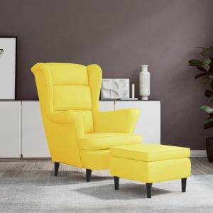 VidaXL Fauteuil à oreilles avec tabouret Jaune moutarde Velours