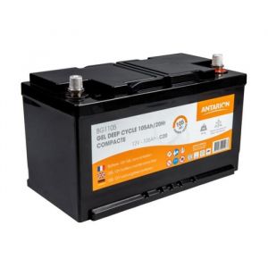 Antarion Batterie GEL 105Ah 1000 Cycles Monobloc compact Camping-Car Noir