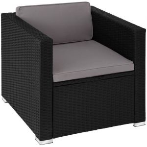 Image de TecTake Fauteuil en rotin Lignano chaise de jardin relaxation Noir