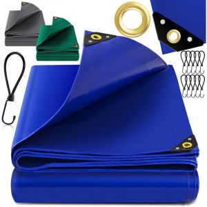 Bâche de couverture Premium de avec œillets, 650 g/m² pvc étanche & indéchirable + 10x crochets de fixation - bâche de haute qualité universelle pour
