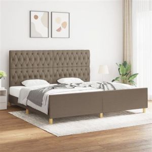 VidaXL Cadre de lit avec tête de lit Taupe 200x200 cm Tissu