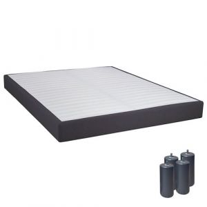 TAPIKIT - Sommier Tapissier Démontable 2x20 Lattes 140x190cm Anthracite + Pieds Anthracites 15cm - Altobuy
