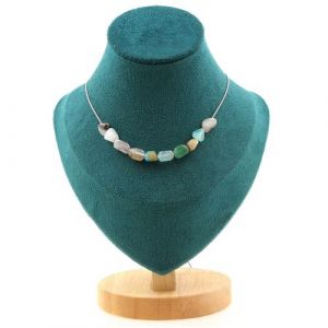 Collier 10 perles Opale multicolore d'Australie chaîne inox - A Bijoux