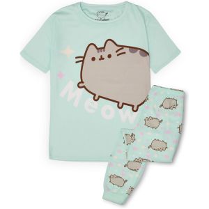 Pusheen Pyjama Filles | Jeunes Dames Vert Loungewear T-Shirt à Manches Courtes et Pantalon à Jambes Longues imprimé All-Over Pyjama Complet | Vêtements de Nuit pour Adolescents Merch Cadeau