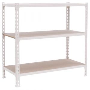 Simon Rack &Eacute;tag&egrave;re Rangement et 3 Niveaux en Boix, 150 kg Capacit&eacute; de Charge et Point de Flexion, 1000x1000x300 mm, &Eacute;tag&egrave;re Charge Lourde, &Eacute;tag&egrave;re Garage, Blanc/Bois - Maderclick