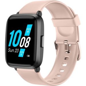 YAMAY Montre Connectée Homme Femmes Tensiomètre Oxymètre Smartwatch Cardiofrequencemetre Montre Sport Etanc Rose pour Android iOS