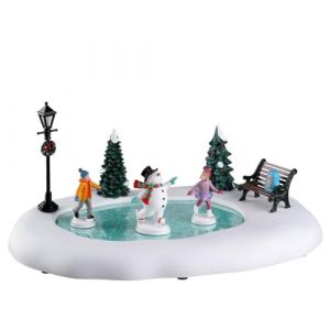 Lemax Scène animée pour Vail Village Frosty fait du patin à glace – 28,5 x 20 x 13,5
