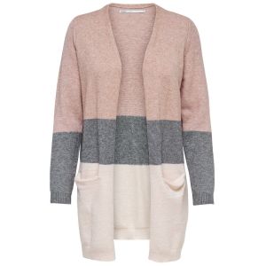 Only NOS Onlqueen L/s Long Cardigan KNT Noos Gilet, Multicolore (Misty Rose Stripes:W. MGM/Cloud Pink Melange), 42 (Taille Fabricant: Large) Femme