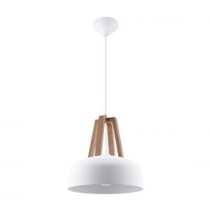 Suspension CASCO E27 LED Moderne Loft BOHO Cl ic Design Couloir Blanc/Bois