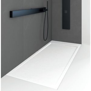 Stano Receveur de douche 70 x 170 cm extra plat QUORE en r&eacute;sine surface ardois&eacute;e blanc - Blanc