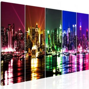 Image de Artgeist Tableau - Rainbow New York (5 Parts) Narrow 225x90