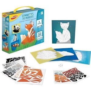 Joustra HOFF Coffret gommettes au Numero 4 Tableaux Animaux - kit creatif Enfant - Stickers, Autocollants mosaïque