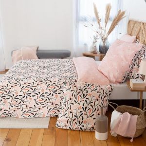 Linnea Parure de lit 240x220 cm Satin de coton JOY Rose 3 pi&egrave;ces