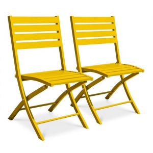 DCB Garden Lot de 2 chaises de jardin en aluminium moutarde