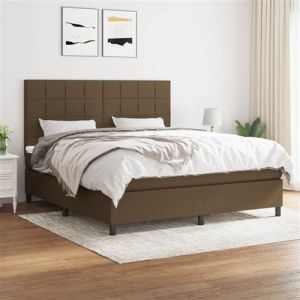 VidaXL Sommier &agrave; Lattes de Lit avec Matelas, Lit Rembourr&eacute;, Lit Double, Lit Adulte de Chambre &agrave; Coucher Int&eacute;rieur, Moderne, Marron Fonc&eacute; 180x200 cm