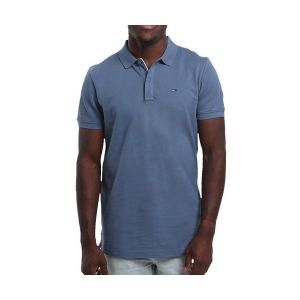 Tommy Jeans TJM Slim Placket Polo EXT S/S Polo Homme, Grey (Blue Moment), S