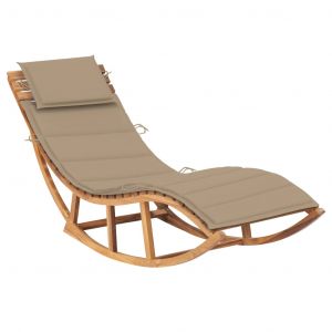 VidaXL Chaise longue ? bascule avec coussin Bois de teck solide