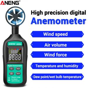 Anemometre numerique GN301, 0-30 m/s, vitesse du vent -10 45 c, testeur de temperature, avec ecran lcd retro-eclaire