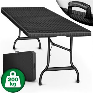 Tillvex Table de jardin pliante effet rotin 180x75 cm Table de buffet avec poignée Table pliable pour le jardin, la terrasse et le balcon Table de