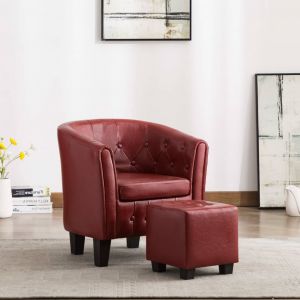 Image de VidaXL Fauteuil avec repose-pied Rouge bordeaux Similicuir. Produit Neuf ! Garantie 0 ans !